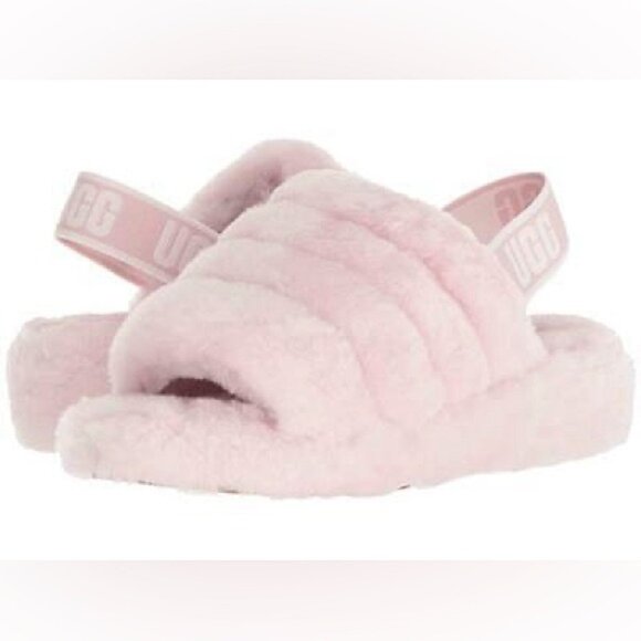 UGG slippers fluff yeah slides open toe sandal style with stretchy elastic back - Picture 1 of 1